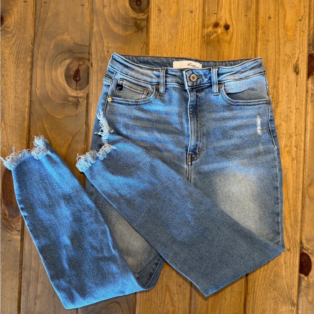 KanCan Frayed Hem Light Blue Women's Jeans